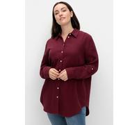 Hemdbluse SHEEGO, Damen, Gr. 48, rot (weinrot), 100% Baumwolle, unifarben, Blusen Hemdbluse (11649923-48) weinrot