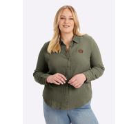 Sheego Baumwollbluse mit krempelbaren Ärmeln 44 khaki