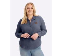 Langarmbluse CASUAL LOOKS, Damen, Gr. 44, blau (rauchblau), 100% Baumwolle, unifarben, Blusen (27513347-44) rauchblau