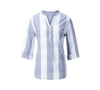 Sheego Baumwollbluse mit Stehkragen, kariert 38 marine-weiß-kariert