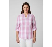 Sheego Baumwollbluse mit Stehkragen, kariert 40 pink-weiß-kariert
