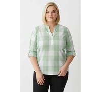 Sheego Baumwollbluse mit Stehkragen, kariert 50 grün-weiß-kariert
