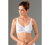 Sheego BH ohne Bügel aus elastischer Spitze 105D weiß + silberfarben