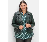 Sheego Bikerjacke aus weichem Lammnappa-Leder 52 tiefgrün