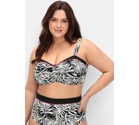 Bustier-Bikini-Top SHEEGO, Damen, Gr. 50, Cup F, schwarz (schwarz bedruckt), Elasthan, Polyamid, Bikini-Oberteile (48618769-50) schwarz bedruckt
