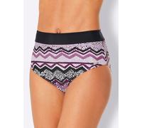 Sheego Bikini-Slip mit breiter Blende 38 violett-schwarz-bedruckt