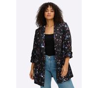 Sheego Blazer mit Blumen-Alloverprint 48 schwarz-koralle-bedruckt