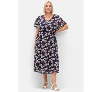 Sheego Blumenkleid aus Chiffon 50 marine-gemustert