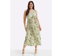 Sheego Blumenkleid mit plissiertem Rock 46 champagner-pistazie-gemustert