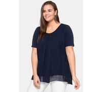 sheego Blusenshirt im Lagenlook, blau, 56 marine
