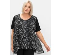 Sheego Blusenshirt in Lagenoptik 42 schwarz-weiß-gemustert