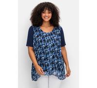 Sheego Blusenshirt in Lagenoptik 52 marine-gemustert