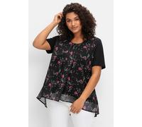 Sheego Blusenshirt in Lagenoptik 52 schwarz-gemustert