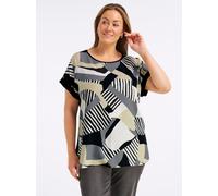Sheego Blusenshirt mit Grafikprint vorn 52/54 schwarz-grau-bedruckt