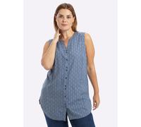 Sheego Blusentop mit Knopfleiste 52 bleu-rauchblau-bedruckt
