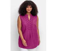 Sheego Blusentop mit Spitzenbesatz 44 magenta