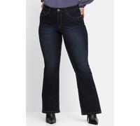 Bootcut-Jeans SHEEGO, Damen, Gr. 40, Normalgrößen, blau (dunkelblau denim), 98% Baumwolle, 2% Elasthan, unifarben, lang, Jeans (78541016-40) dunkelblau denim