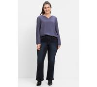 Bootcut-Jeans SHEEGO, Damen, Gr. 40, Normalgrößen, blau (dunkelblau denim), 98% Baumwolle, 2% Elasthan, unifarben, lang, Jeans (78541016-40) dunkelblau denim