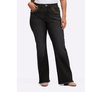 Sheego Bootcut-Jeans mit Fransensaum 42 black denim