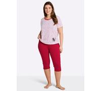 Sheego Capri-Schlafanzüge mit Katzenmotiven 36/38 weiß-schwarz-bedruckt + weiß-rot-bedruckt