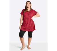 Sheego Caprianzug mit Tunika-Oberteil 36/38 rot-schwarz-bedruckt