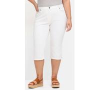 Sheego Caprijeans mit glitzerndem Katzenmotiv 56 weiß