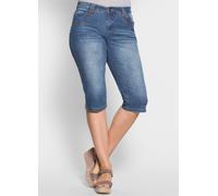 Sheego Caprijeans mit Gürtelschlaufen 56 blue denim