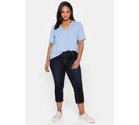 Sheego Caprijeans mit Kontrastnähten und Catfaces 40 blue black denim