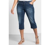 Sheego Caprijeans mit Used-Effekten 56 blue denim