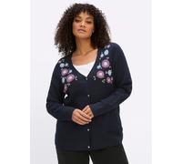 Sheego Cardigan mit Blüten-Stickereien 48/50 tiefblau-orchidee