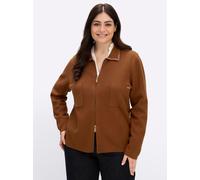 Sheego Cardigan mit Polokragen und Reißverschluss 44/46 cognac