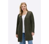Sheego Cardigan mit Zopfmuster 52/54 khaki-ecru-meliert
