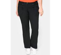 Cargohose SHEEGO "Große Größen", Damen, Gr. 26, Kurzgrößen, schwarz, Obermaterial: 97% Baumwolle, 3% Elasthan, unifarben, sportlich, lang, Hosen, mit Krempelfunktion (93279420-26) schwarz