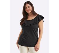 Sheego Carmenshirt mit breitem Volant 44 schwarz