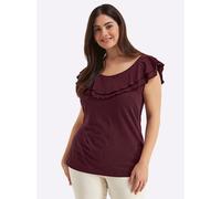 Sheego Carmenshirt mit breitem Volant 50 burgund