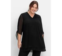 Sheego Chiffonbluse in Lagenoptik 58 schwarz