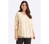 Sheego Chiffonbluse mit Baumwoll-Spitze 36 champagner
