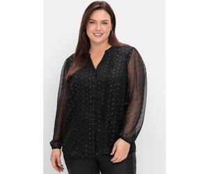 Sheego Chiffonbluse mit Glanzfaden 48 schwarz-gemustert