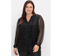 Sheego Chiffonbluse mit Glanzfaden 58 schwarz-gemustert