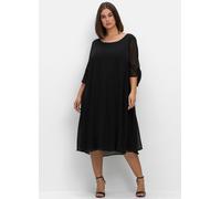 Sheego Chiffonkleid in Midilänge 48 schwarz