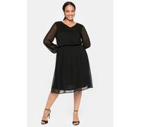 Sheego Chiffonkleid mit 3D-Effekt 46 schwarz