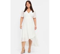 Sheego Chiffonkleid mit asymmetrischem Saum 44 offwhite