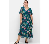 Sheego Chiffonkleid mit Blumenprint 48 dunkelpetrol-gemustert