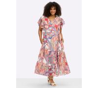 Sheego Chiffonkleid mit Paisleydruck 54 ecru-rot-gemustert