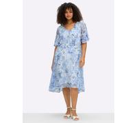 Sheego Chiffonkleid mit Volant am Saum 40 royalblau-weiß-gemustert