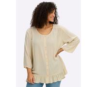 Sheego Crinklebluse mit Volant am Saum 44 sand