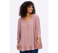 Sheego Crinklebluse mit Volant am Saum 54 hortensie
