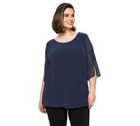 Sheego Damen Bluse Tunika Chiffon Blau Große Größen Lagen-Look Rundhals 3/4 Arm