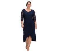 Sheego Damen Große Größen Abendkleid in Wickeloptik, mit Spitze und 3/4 Arm Abendmode elegant Rundhals-Ausschnitt Spitze