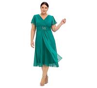 Sheego Damen Große Größen Abendkleid mit Alloverdruck Abendmode elegant V-Ausschnitt Pailletten